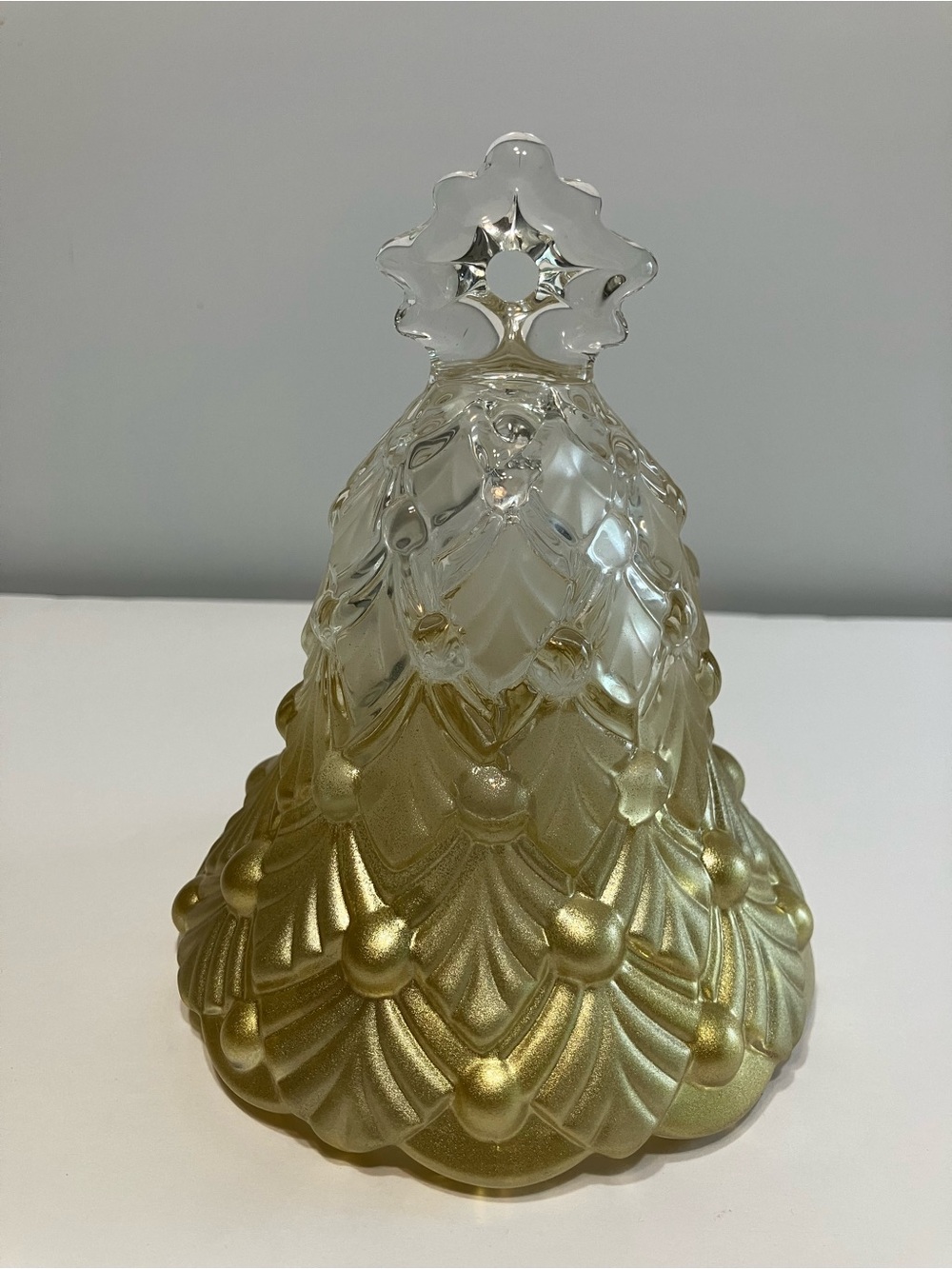 Mikasa Winter Dreams Gold Frosted Crystal Bell -  Glass Holiday Decor 5 1/2 NEW